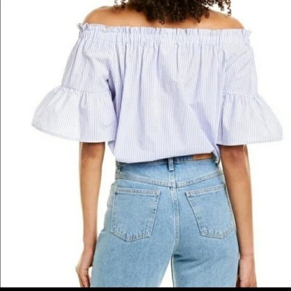 Kate Spade Broome Street Stripe Off the Shoulder Blouse - Picture 3 of 8